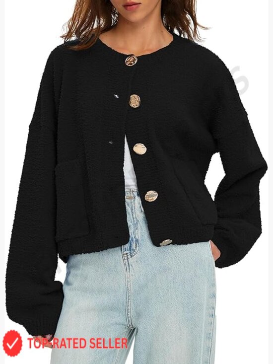 Sweaters - Fuzzy Knit Cardigan Sweater Oversized Button Up Long Sleeve Cozy Fall Jacket